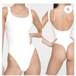 NWT Good American Bodysuit Ivory Ribbed Scoop Neck Plus Size 7 3XL 4XL 4X NEW